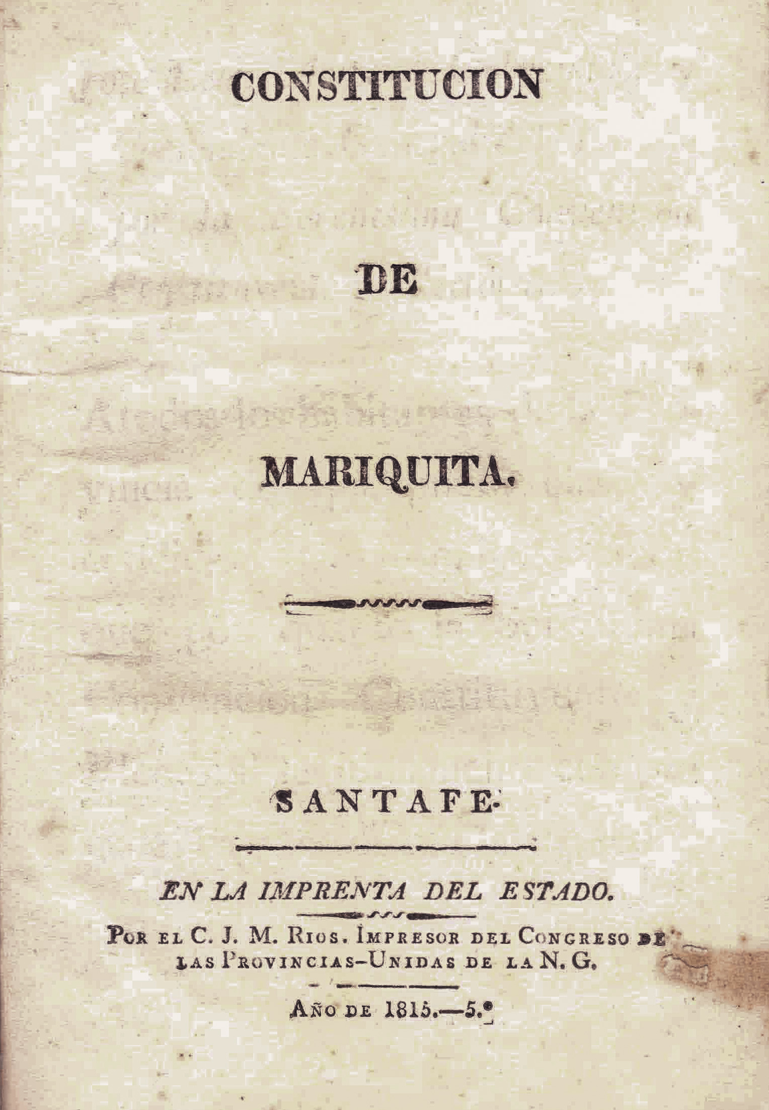 REPUBLICA DE MARIQUITA: Acta de Independencia de 1815
