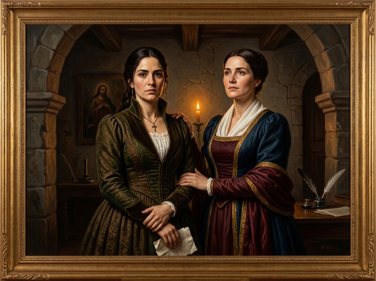 Recreación artística conmemorativa de las heroínas Carlota Armero y Estefanía Linares en 1816